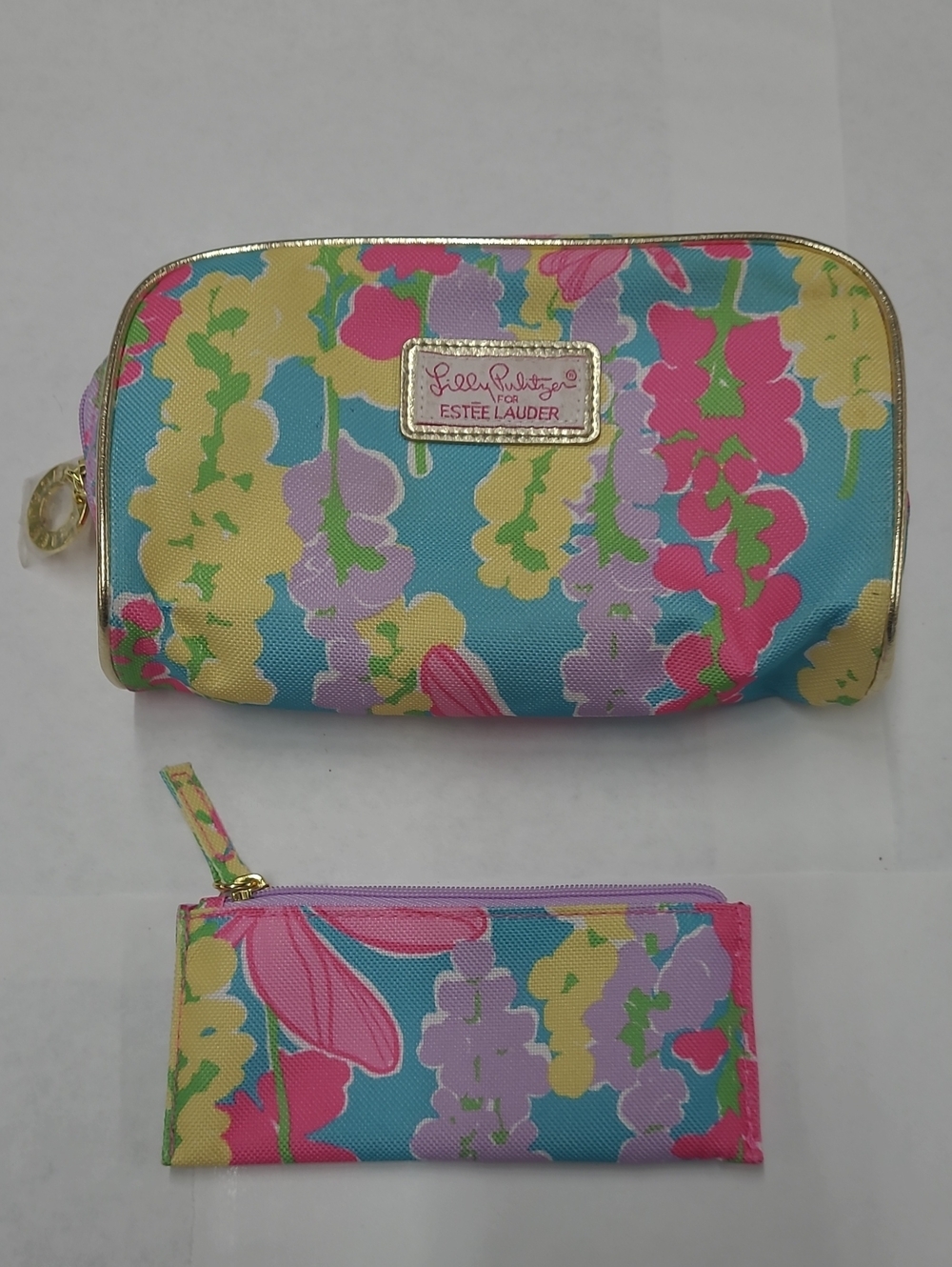 Lilly Pulitzer For Estee Lauder Pink/Yellow Floral Travel/Toiletry/Makeup Bag OS